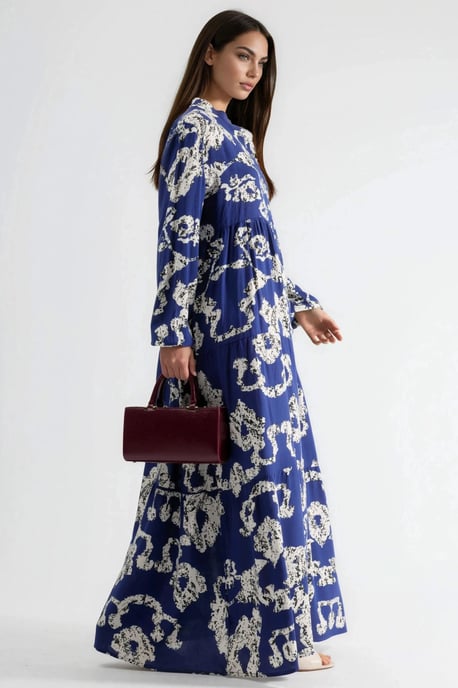 V-Ausschnitt Muster Maxi-Kleid mit Knöpfen - Image 4