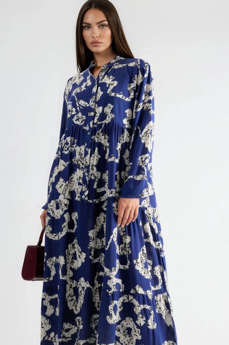 V-Ausschnitt Muster Maxi-Kleid mit Knöpfen - Image 6