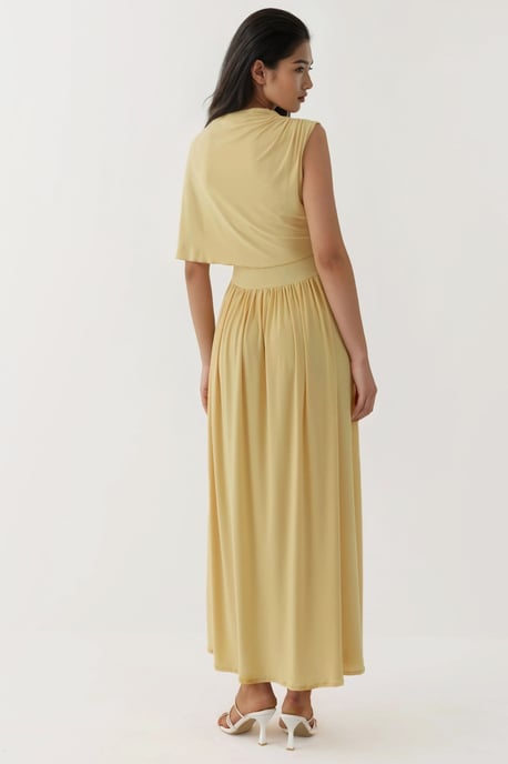 Asymmetrisches Kragen Off-Shoulder Maxikleid - Image 2