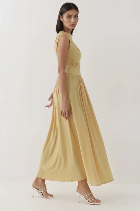 Asymmetrisches Kragen Off-Shoulder Maxikleid - Image 3
