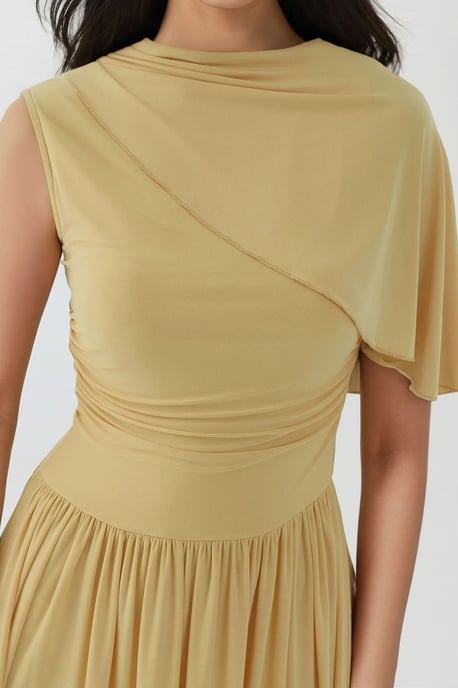 Asymmetrisches Kragen Off-Shoulder Maxikleid - Image 4