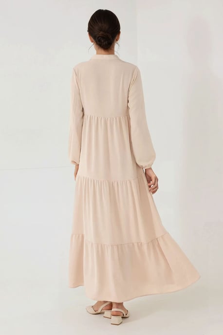 Strukturierter Maxikleid mit Rundhalsausschnitt und Knöpfen - Image 6