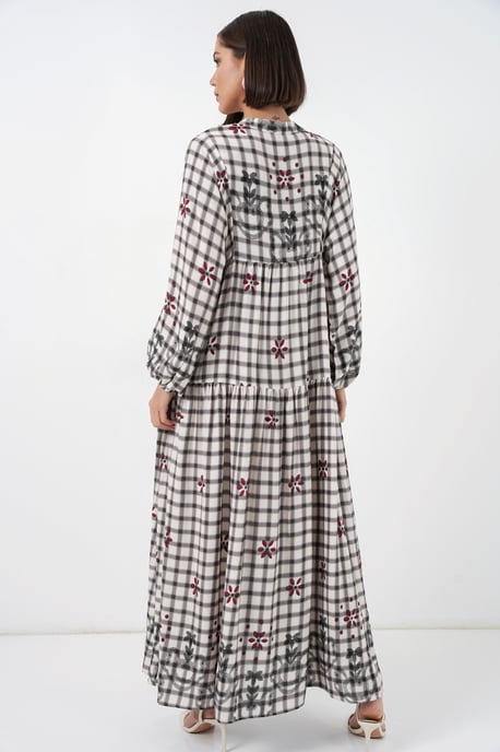 Gemustertes V-Ausschnitt Maxikleid - Image 6