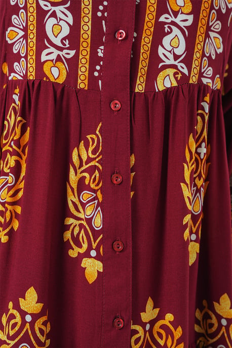 Bedrucktes V-Ausschnitt Maxi-Kleid mit Knopfverschluss - Image 5