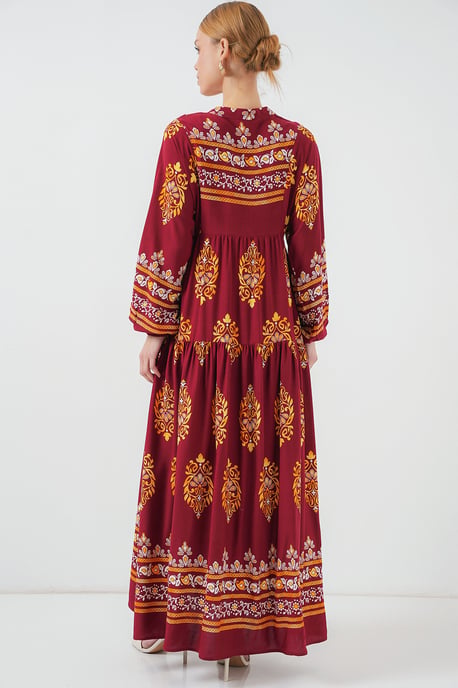 Bedrucktes V-Ausschnitt Maxi-Kleid mit Knopfverschluss - Image 6