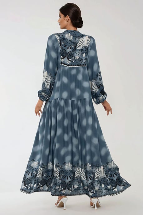 Bedrucktes Langarm-Viskose-Maxi-Kleid - Image 2