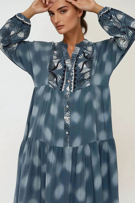 Bedrucktes Langarm-Viskose-Maxi-Kleid - Image 6