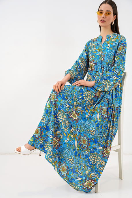 Gemustertes V-Ausschnitt Maxikleid - Image 2