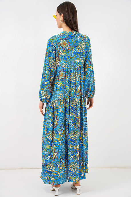 Gemustertes V-Ausschnitt Maxikleid - Image 6