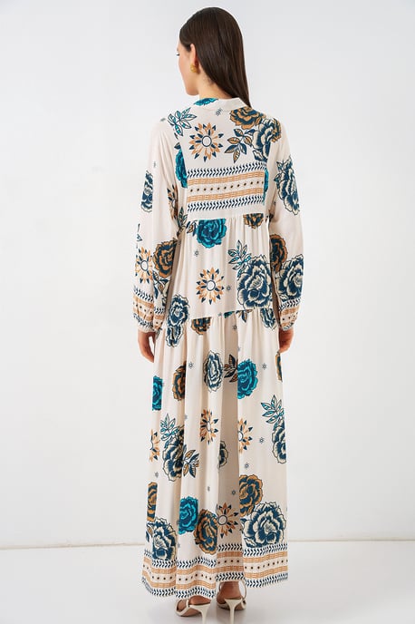 Gemustertes V-Ausschnitt Maxikleid - Image 5