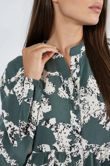 V-Ausschnitt Muster Maxi-Kleid mit Knöpfen - Image 5