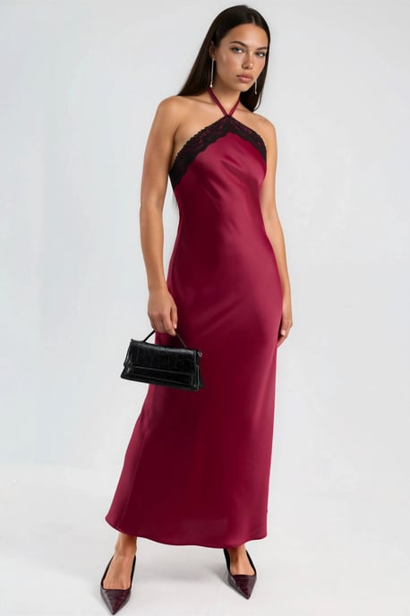 Maxikleid mit Halsband und Spitzenverzierung - Image 4