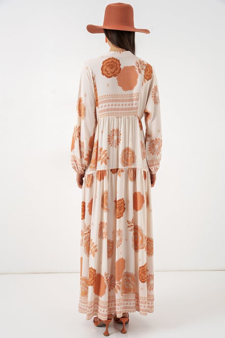 Gemustertes V-Ausschnitt Maxikleid - Image 5
