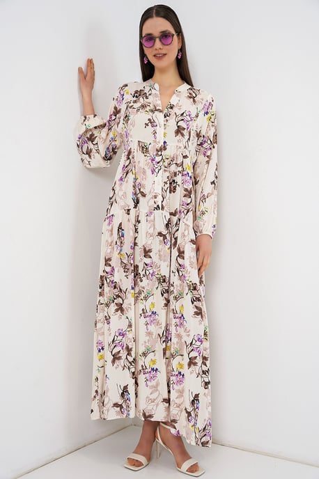 Gemustertes V-Ausschnitt Maxikleid - Image 2