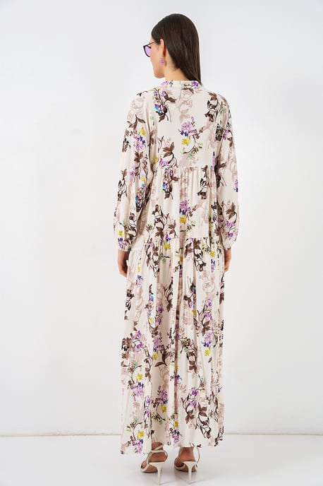 Gemustertes V-Ausschnitt Maxikleid - Image 5