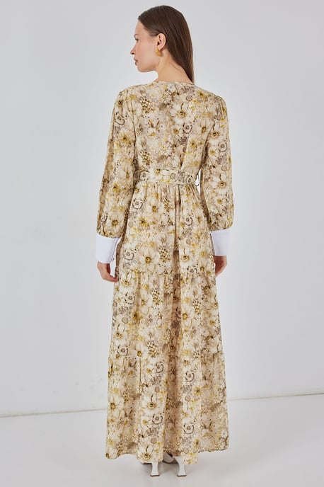 Viskose-Mix gemustertes Maxikleid mit Knopfverschluss - Image 6