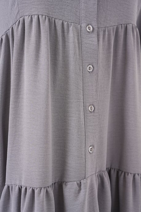 V-Ausschnitt Knopfverschluss Lässiges Maxi-Kleid - Image 5