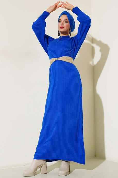 Maxi Rollkragen Rippstrickkleid - Image 1
