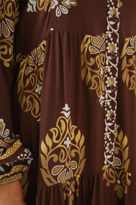 Gemustertes V-Ausschnitt Maxikleid - Image 6