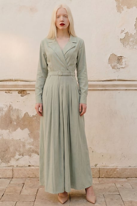 Gürteltui Langarm-Maxikleid - Image 1
