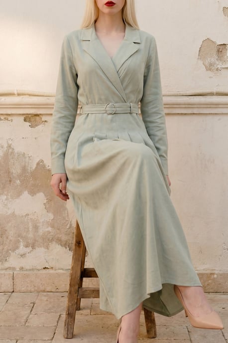 Gürteltui Langarm-Maxikleid - Image 4