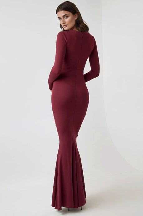 Crew-Neck Bodycon-Maxikleid mit Rüschendetail - Image 4