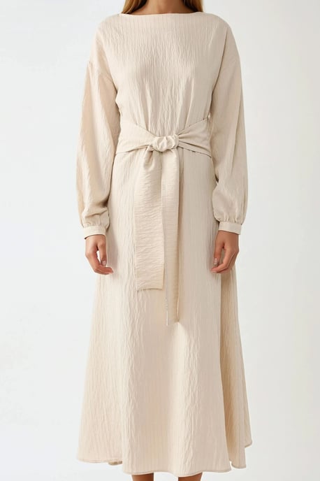 Strukturiertes Maxikleid mit Rundhalsausschnitt - Image 3