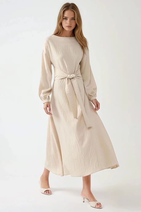 Strukturiertes Maxikleid mit Rundhalsausschnitt - Image 5