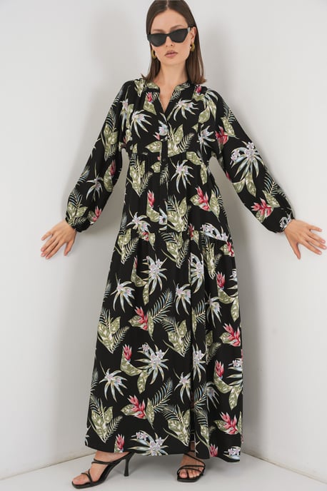 Muster Maxi-Kleid mit V-Ausschnitt - Image 1