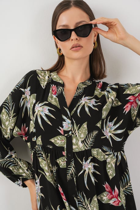 Muster Maxi-Kleid mit V-Ausschnitt - Image 2