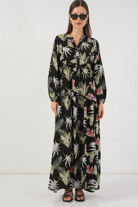 Muster Maxi-Kleid mit V-Ausschnitt - Image 3