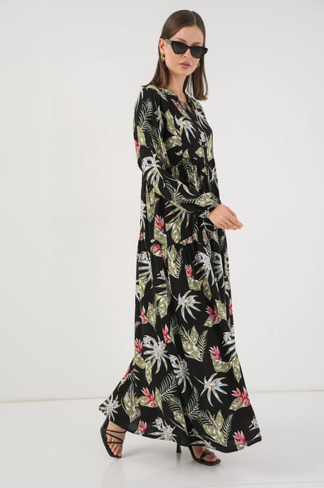 Muster Maxi-Kleid mit V-Ausschnitt - Image 4