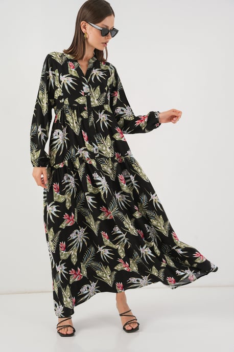 Muster Maxi-Kleid mit V-Ausschnitt - Image 5