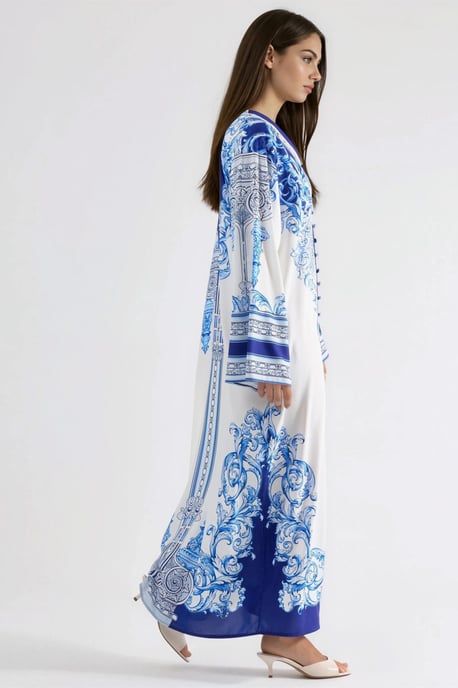 Gemustertes Maxikleid mit V-Ausschnitt - Image 2