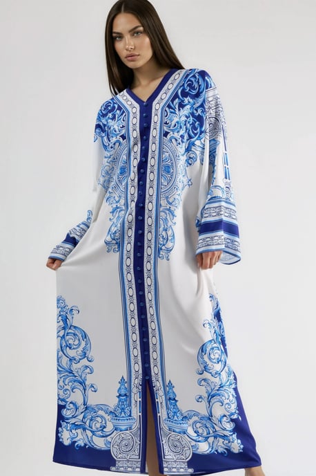 Gemustertes Maxikleid mit V-Ausschnitt - Image 4