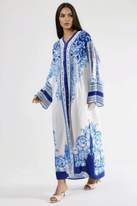 Gemustertes Maxikleid mit V-Ausschnitt - Image 6