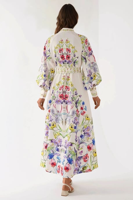Bedrucktes Maxikleid mit langem Arm und Gürtel - Image 6