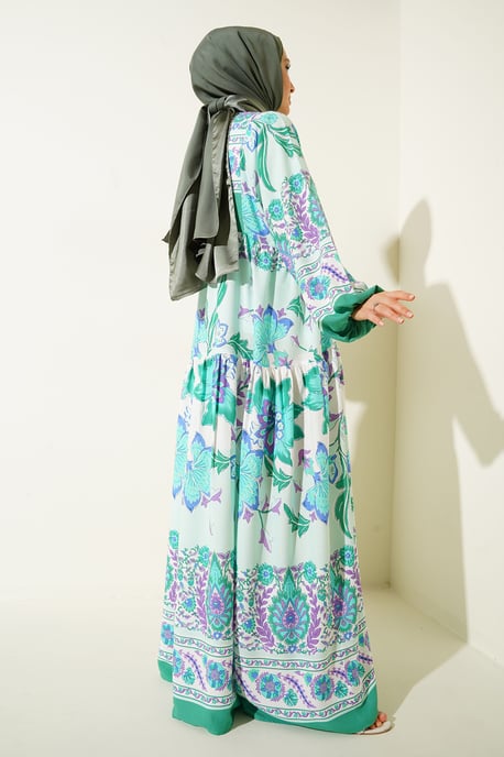 Bedrucktes V-Ausschnitt Maxikleid - Image 5