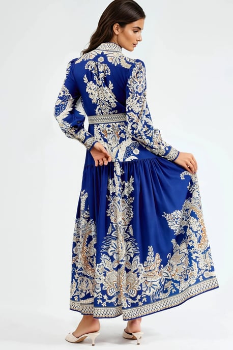 Maxi-Kleid mit Mao-Kragen und Gürtel - Image 4