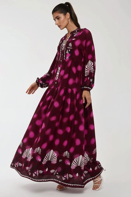Bedrucktes Langarm-Viskose-Maxikleid - Image 2