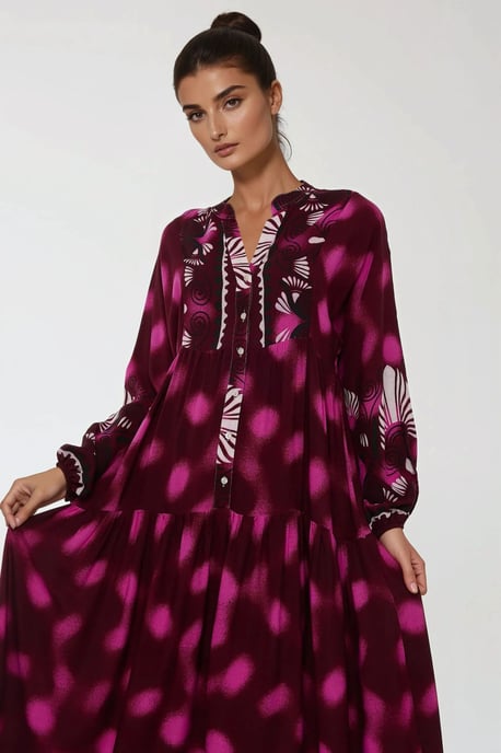 Bedrucktes Langarm-Viskose-Maxikleid - Image 4