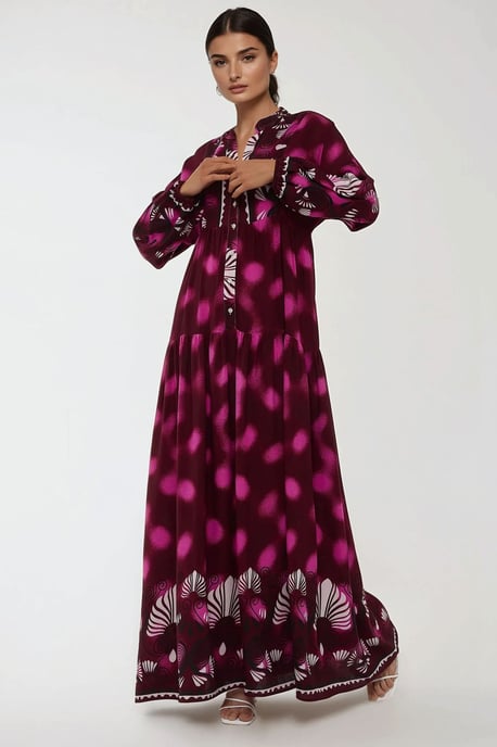 Bedrucktes Langarm-Viskose-Maxikleid - Image 6