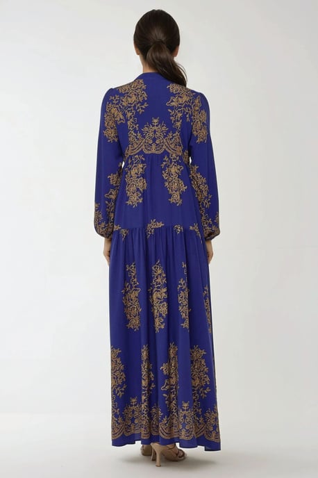 Bedrucktes Viscon Maxi-Kleid mit Hemdkragen - Image 5
