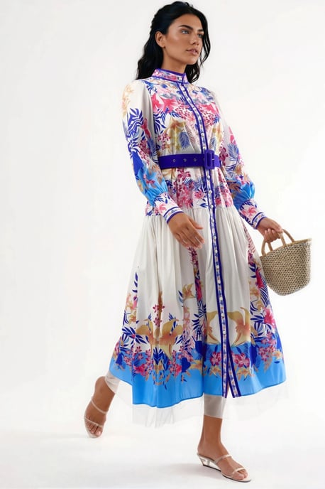 Blumen-Maxi-Kleid mit Gürtel - Image 2