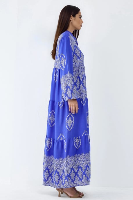 V-Ausschnitt gemustertes Maxikleid mit Knopfleiste - Image 5