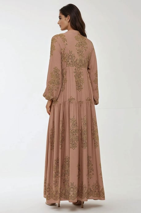 Bedrucktes Viscon Maxi-Kleid mit Hemdkragen - Image 5