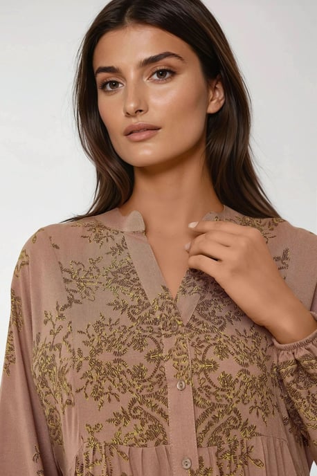 Bedrucktes Viscon Maxi-Kleid mit Hemdkragen - Image 6
