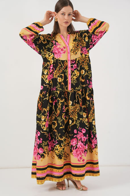 Muster Maxikleid mit V-Ausschnitt - Image 1