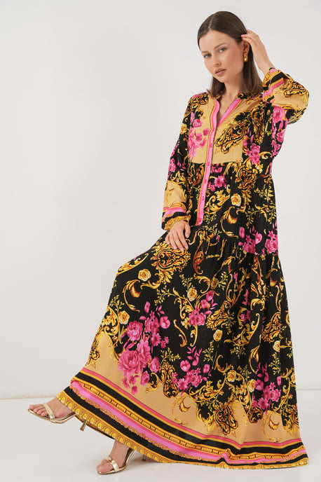 Muster Maxikleid mit V-Ausschnitt - Image 3