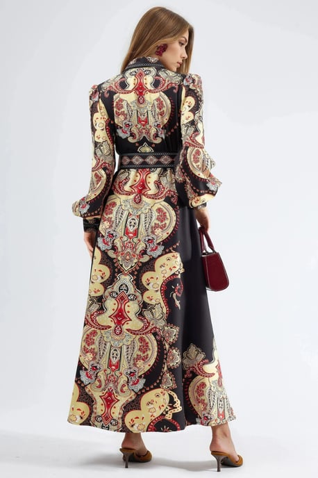 Muster Maxi-Kleid mit Gürtel - Image 4